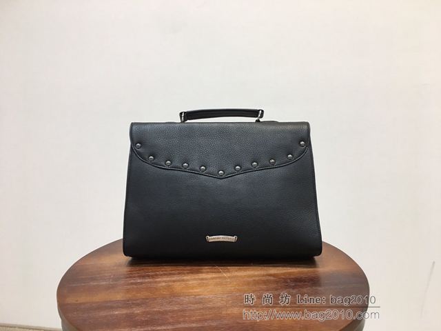 chrome hearts包 克羅心經典翻蓋手提包 手工刺繡鑲皮十字架 手提公事包 純銀配飾  gjc1869